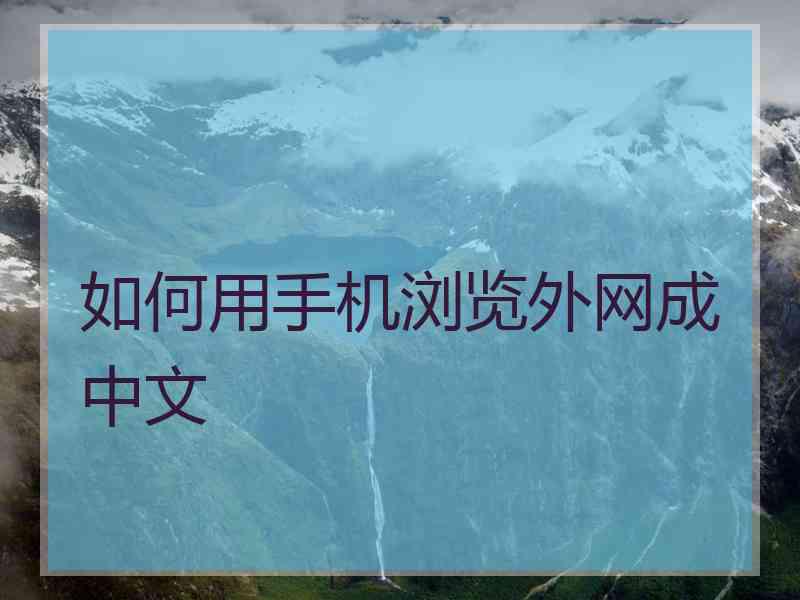 如何用手机浏览外网成中文